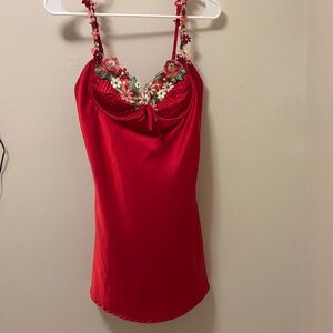 Lena Red Floral Lace Chemise